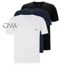 Load image into Gallery viewer, Boss Men's Crew Neck Short Sleeve Pure Cotton T Shirt 3 Pack Black/Navy/White