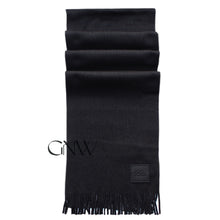 Load image into Gallery viewer, Boss Men's Cable Knitted Wool Blend Scarf, Black 'Albas_O_Badge'