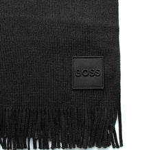 Load image into Gallery viewer, Boss Men's Cable Knitted Wool Blend Scarf, Black 'Albas_O_Badge'