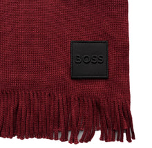 Load image into Gallery viewer, Boss Men's Cable Knitted Wool Blend Scarf, Dark Red 'Albas_O_Badge'
