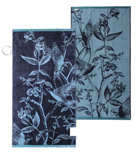 Load image into Gallery viewer, Ted Baker Unisex Botanical Birds Reversible Bath Towel Luxury Cotton, 70cm x 130cm, Navy
