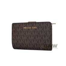 Load image into Gallery viewer, Michael Kors JET-SET Travel Purse/ Wallet - MK Print Brown