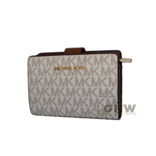 Load image into Gallery viewer, Michael Kors JET-SET travel purse/ wallet - MK Print Vanilla