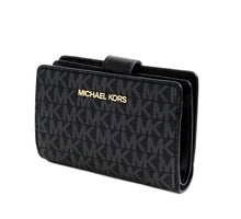 Load image into Gallery viewer, Michael Kors JET-SET Travel Purse/ Wallet - MK Print Black