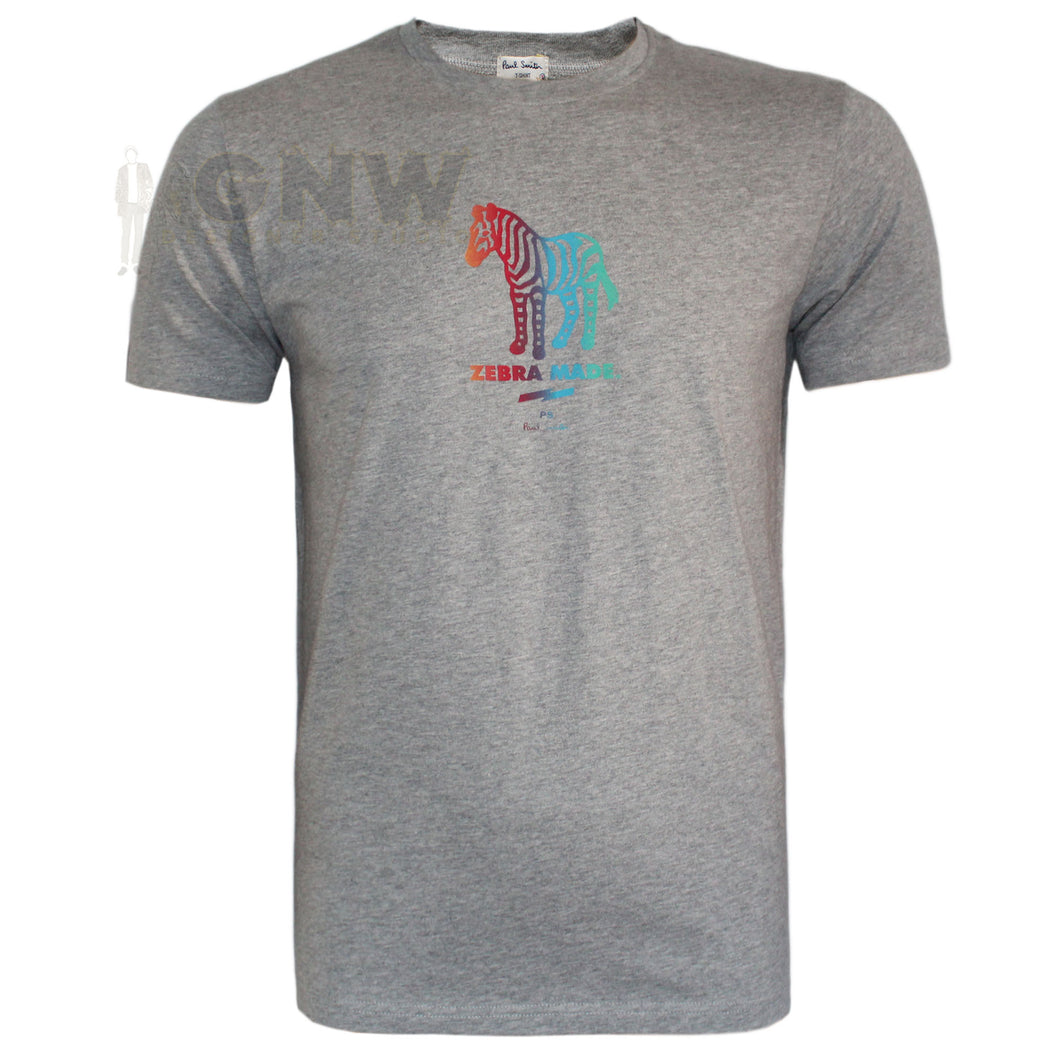 Paul Smith Men's T Shirt Multi-Coloured Zebra Grey