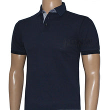 Load image into Gallery viewer, Hackett Men Mix Woven Trim Polo Shirt Slim Fit Navy