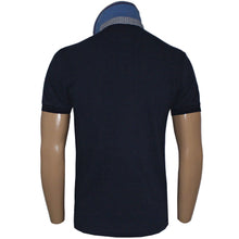 Load image into Gallery viewer, Hackett Men Mix Woven Trim Polo Shirt Slim Fit Navy