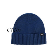 Load image into Gallery viewer, Hugo Boss Men's Fold Over Knitted Beanie "Fati-O", Dark Blue, One Size
