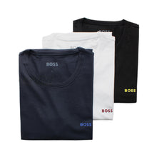 Load image into Gallery viewer, Hugo Boss Men Crew Neck Logo T Shirt 3 PACK (Black/Navy/White)
