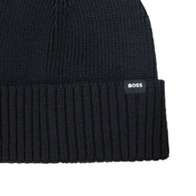 Load image into Gallery viewer, Hugo Boss Men's Fold Over Knitted Beanie "Fati-O", Black, One Size
