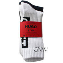 Load image into Gallery viewer, Hugo Men's Cotton Cushioned Sport Socks 3 Pack Thee Colour - Black/White/Navy 50496080
