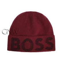 Load image into Gallery viewer, Boss Men&#39;s Knitted Beanie/ Skull Lamico Hat Made In Italy Dark Red
