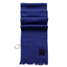 Load image into Gallery viewer, Boss Men's Cable Knitted Wool Blend Scarf, Dark Purple 'Albas_O_Badge'
