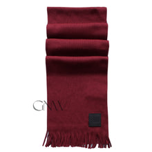 Load image into Gallery viewer, Boss Men's Cable Knitted Wool Blend Scarf, Dark Red 'Albas_O_Badge'

