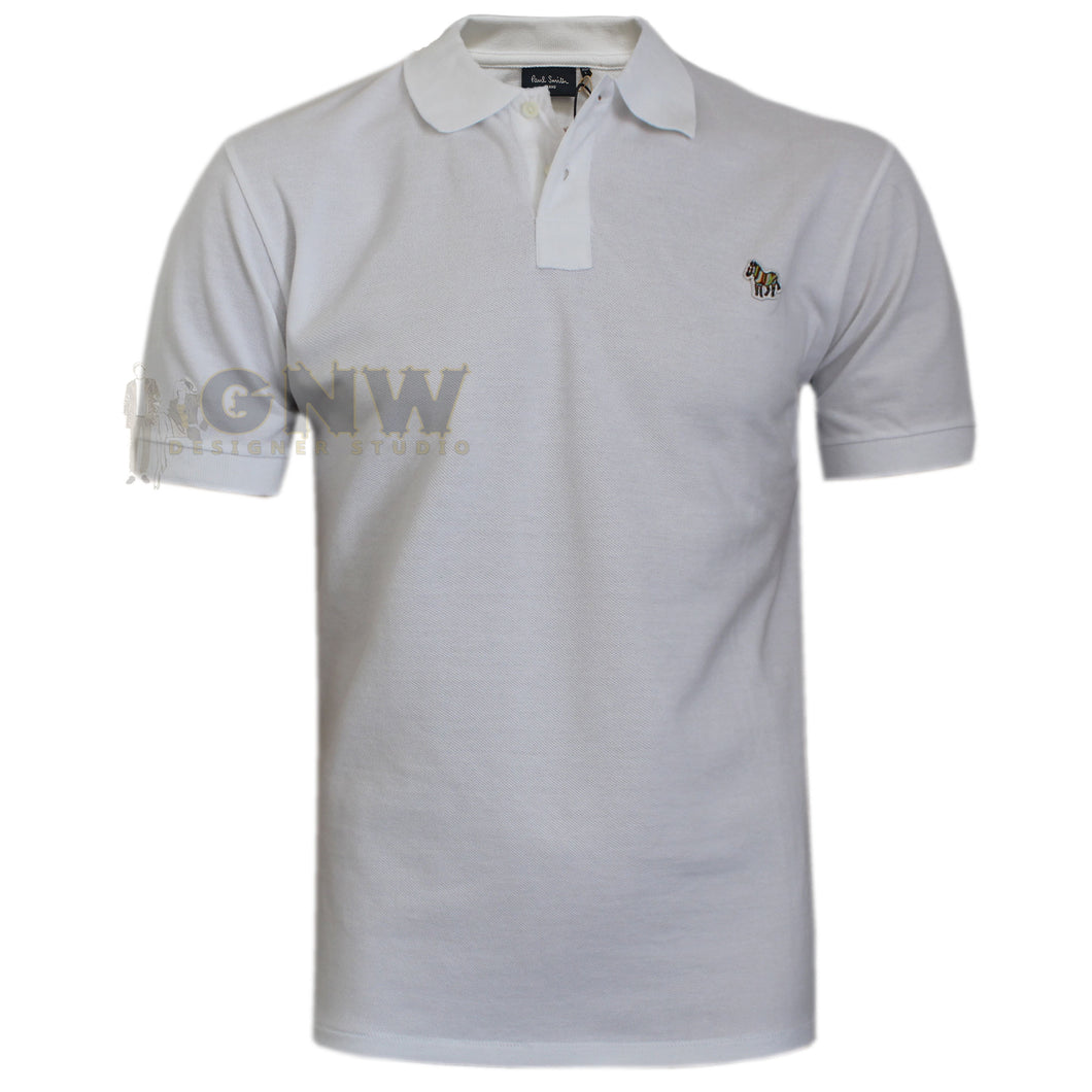 Paul Smith Men Zebra Polo T-shirt Regular Fit Organic Cotton - White